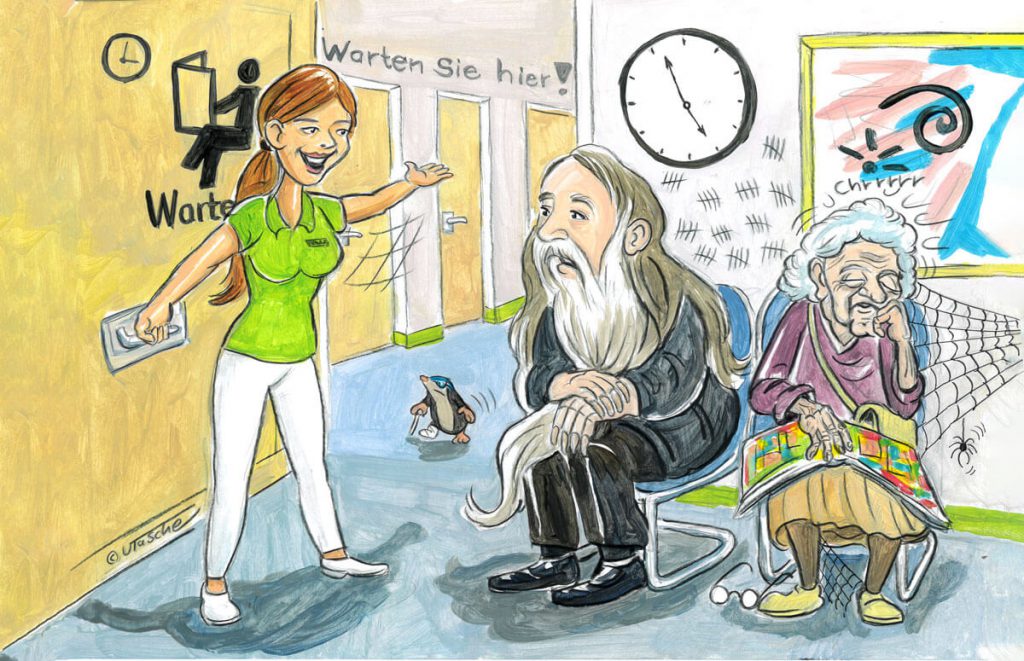 Illustration: Warten bis der Arzt kommt